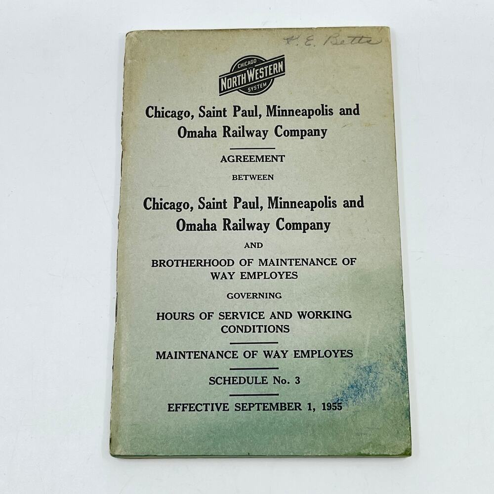 1955 Chicago NW RR Agreement Brotherhood Maintenance Way Employees L4-5